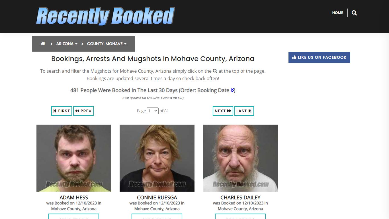 Recent bookings, Arrests, Mugshots in Mohave County, Arizona